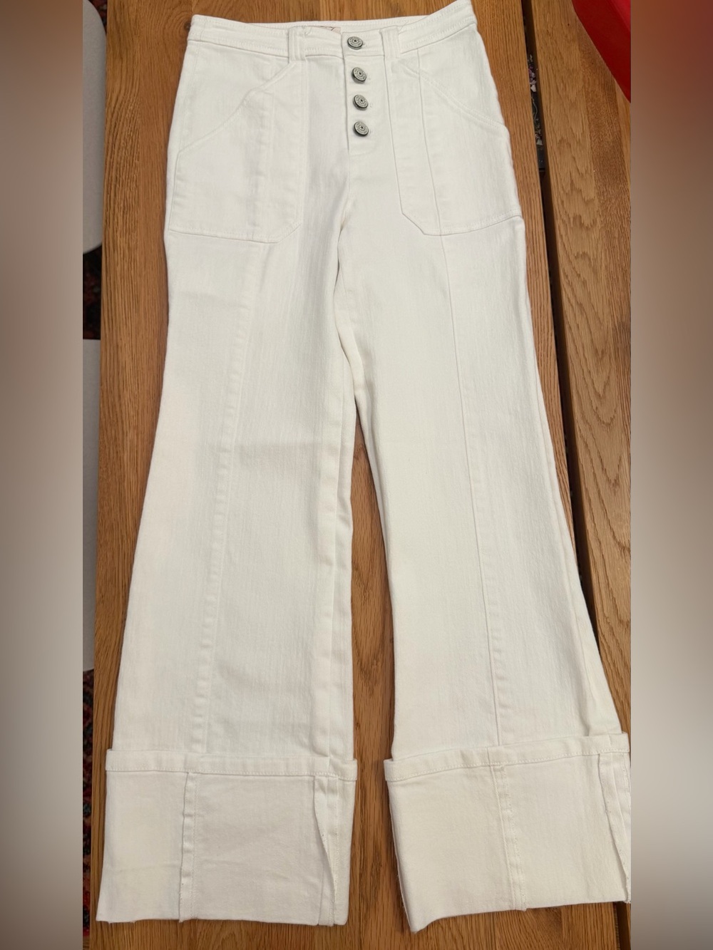 cinq a sept Cream High-Rise Wide-Leg Button Front Pants
